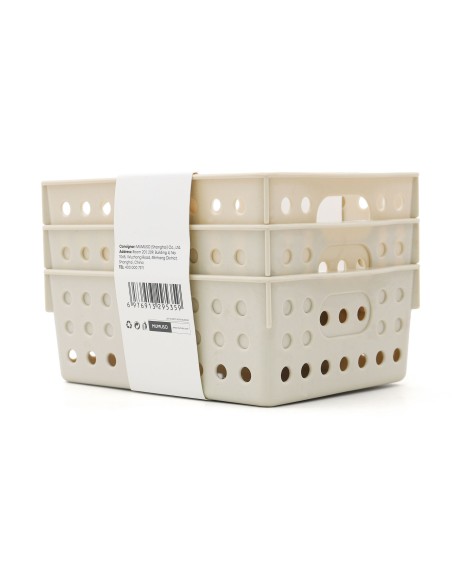 Set de 3 Paniers de Rangement Multifonctionnels - Beige