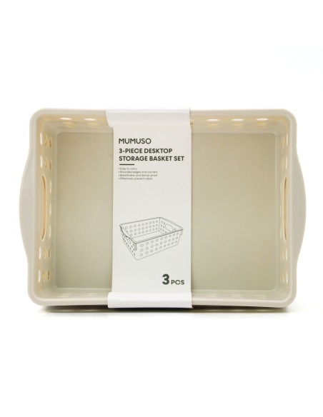 Set de 3 Paniers de Rangement Multifonctionnels - Beige