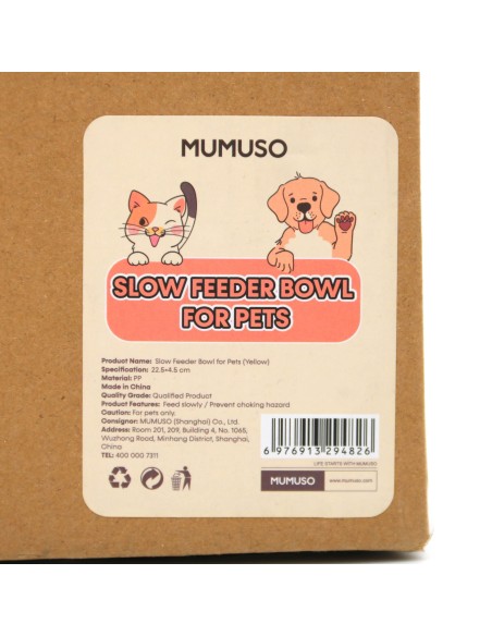 Gamelle Anti-Glouton pour Chien et Chat - Jaune
