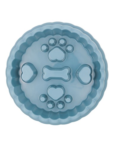 Gamelle Anti-Glouton Design Cœur et Os - Bleue