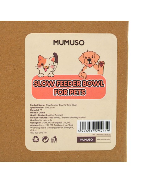 Gamelle Anti-Glouton Design Cœur et Os - Bleue