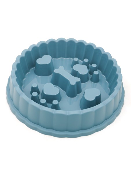 Gamelle Anti-Glouton Design Cœur et Os - Bleue