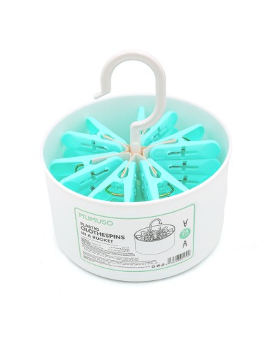 Lot de 24 Pinces à Linge dans un Seau