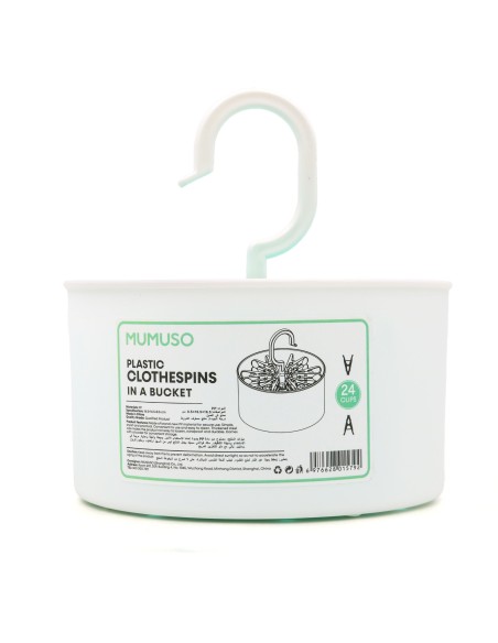 Lot de 24 Pinces à Linge dans un Seau