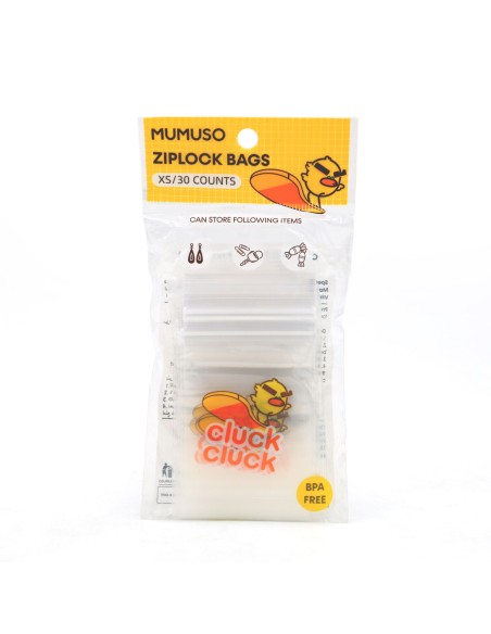 Sacs Ziplock Cluck (Xs/30 Pièces)
