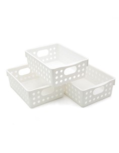 Set de 3 Paniers de Rangement Multifonctionnels - Blanc