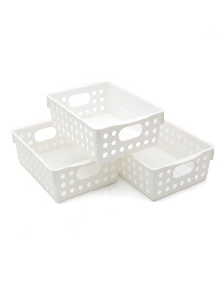 Set de 3 Paniers de Rangement Multifonctionnels - Blanc