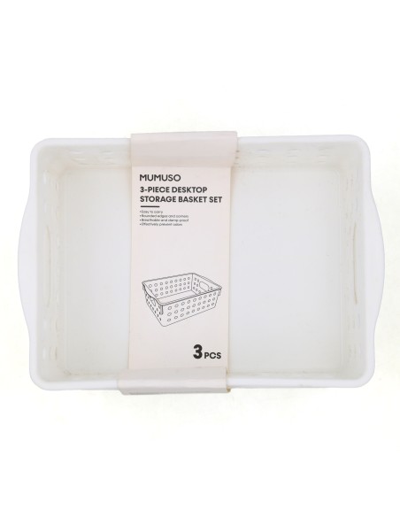 Set de 3 Paniers de Rangement Multifonctionnels - Blanc