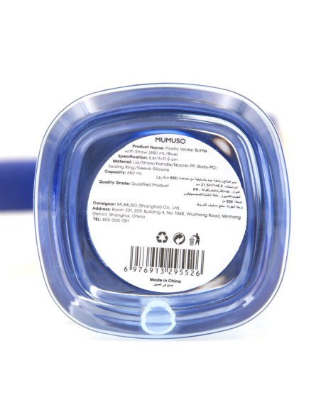 Gourde d'Eau Sport 650 ml avec Paille - Bleue