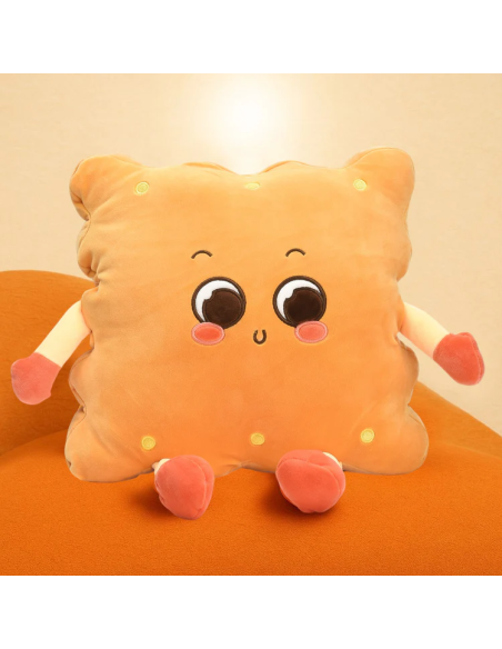 Coussin Chauffe-Mains en Forme de Toast – Jaune Moutarde