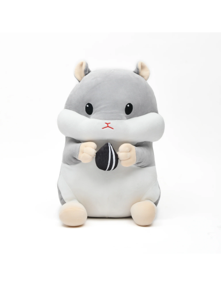 Coussin Chauffe-Mains Peluche Hamster Gris