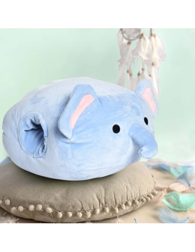 Coussin Chauffe-Mains Peluche Eléphant Bleu