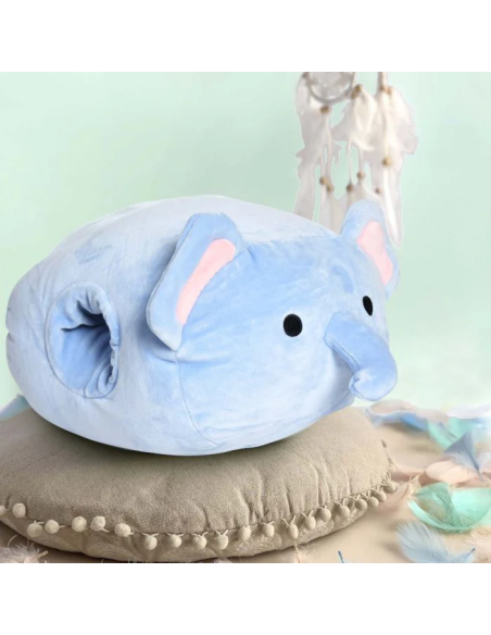 Coussin Chauffe-Mains Peluche Eléphant Bleu