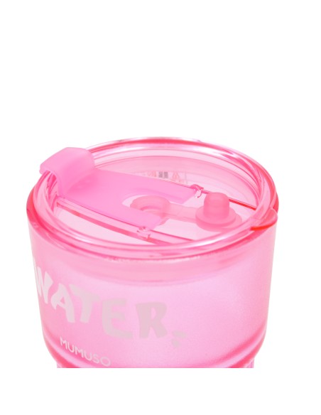 Tasse à Café Voyage Rose avec Couvercle & Paille (450ml)