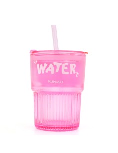 Tasse à Café Voyage Rose avec Couvercle & Paille (450ml)