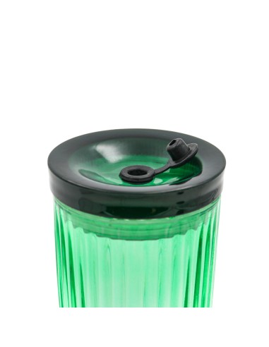 Gobelet en Verre Cannelé Vert avec Paille &...