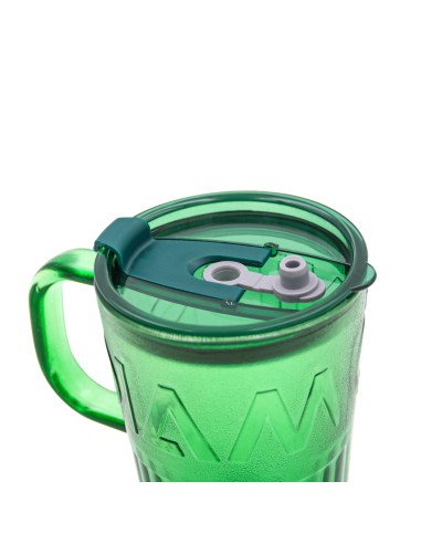 Mug à Café "Diamonds" Vert avec Paille (450ml)