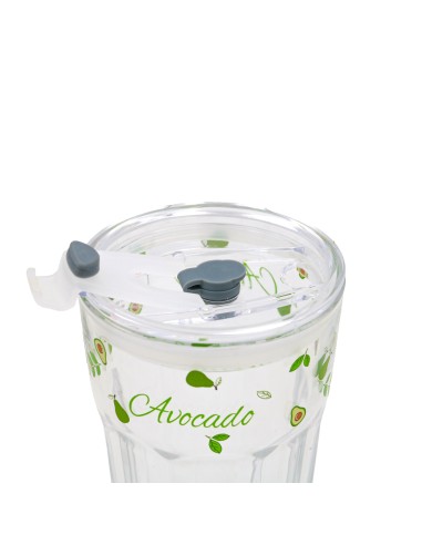 Verre Octogonal Collection Avocat avec Paille...