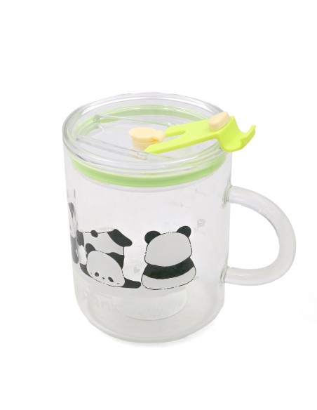 Mug Panda Mignon 700ml avec Paille & Couvercle Vert
