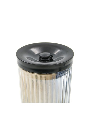 Gobelet en Verre Cannelé Noir avec Paille &...