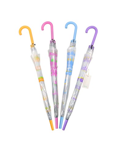 Parapluie Canne Poignée J Motifs Fleurs