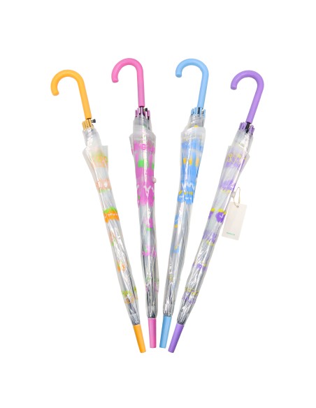 Parapluie Canne Poignée J Motifs Fleurs