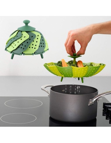Panier Vapeur Pliable en Forme de Lotus – Vert