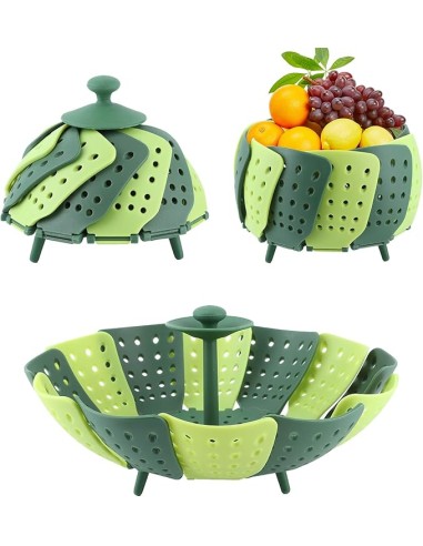 Panier Vapeur Pliable en Forme de Lotus – Vert