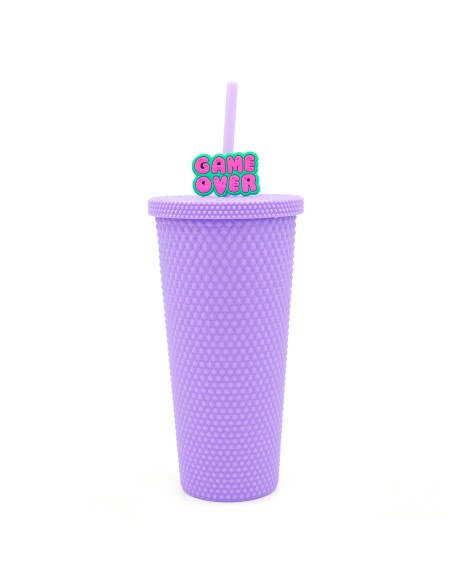 Gourde Sport Cloutée 700ml Couvercle & Paille Violet