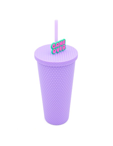 Gourde Sport Cloutée 700ml Couvercle & Paille Violet