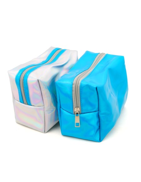 Set de 3 Trousses de Toilette Laser Bleu