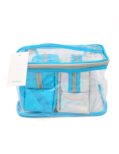 Set de 3 Trousses de Toilette Laser Bleu