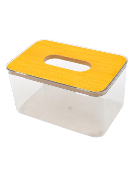 Boîte à Mouchoirs Rectangulaire Style Nordique avec Couvercle en Bambou