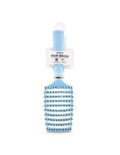 Brosse Démêlante Évidée avec Grattoir de Nettoyage (Bleue)
