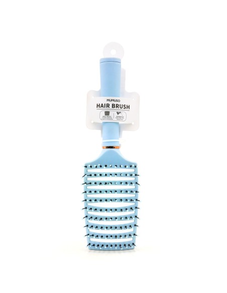 Brosse Démêlante Évidée avec Grattoir de Nettoyage (Bleue)