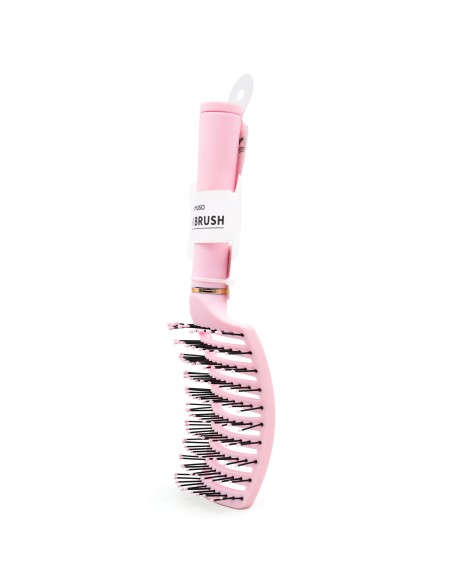 Brosse Démêlante Évidée avec Grattoir de Nettoyage (Rose)