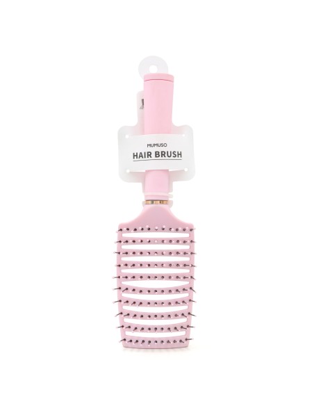 Brosse Démêlante Évidée avec Grattoir de Nettoyage (Rose)