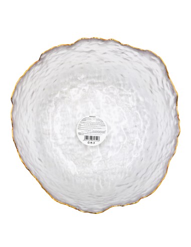 Saladier Verre Ondulé avec Bordure Dorée (L)