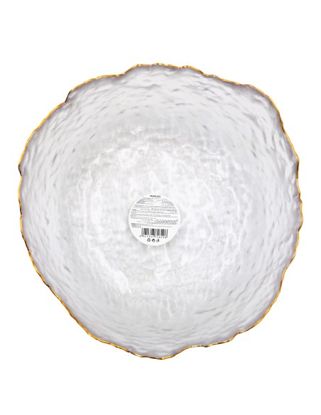 Saladier Verre Ondulé avec Bordure Dorée (L)
