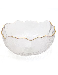 Saladier Verre Ondulé avec Bordure Dorée (L)