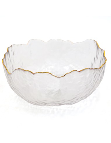Saladier Verre Ondulé avec Bordure Dorée (L)