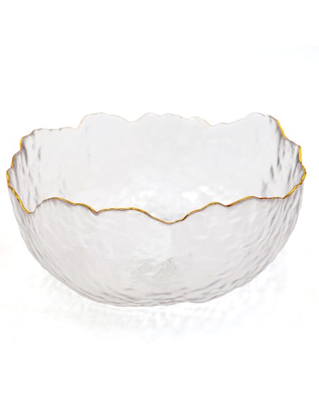 Saladier Verre Ondulé avec Bordure Dorée (L)