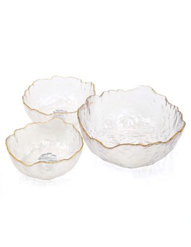 Saladier Verre Ondulé avec Bordure Dorée 750ml