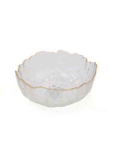 Saladier Verre Ondulé avec Bordure Dorée 750ml