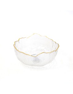 Saladier Verre Ondulé avec Bordure Dorée 300ml