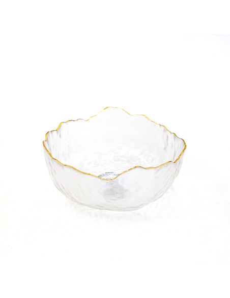 Saladier Verre Ondulé avec Bordure Dorée 300ml