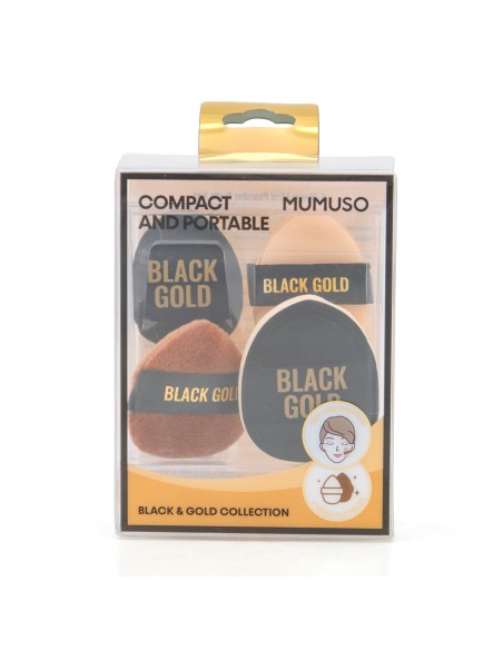 Golden Collection Set de 4 Mini Houppettes & Tampons Multifonctions avec Étui