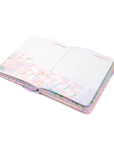Carnet Journal Intime Verrouillable Marguerites