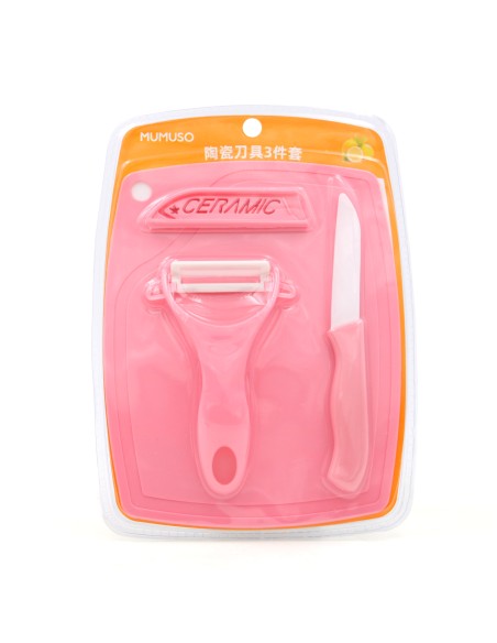 Set avec Planche à Découper en Céramique avec Éplucheur et Couteau