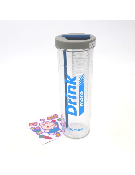 Bouteille D'Eau en Plastique avec Paille Pliable et Infuseur (Bleu/700 Ml)